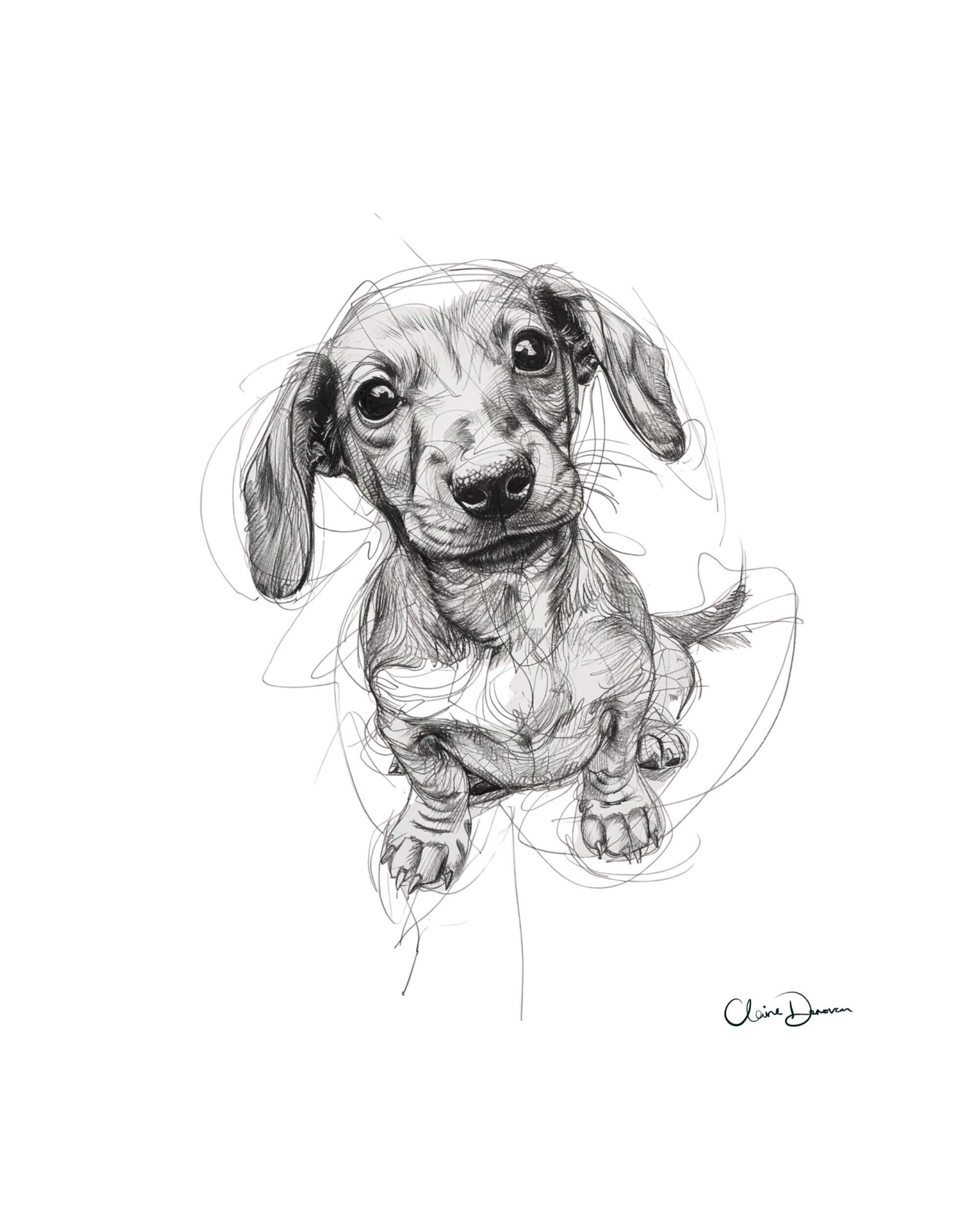 Ink & Soul line pet portrait by Claire Donovan Art