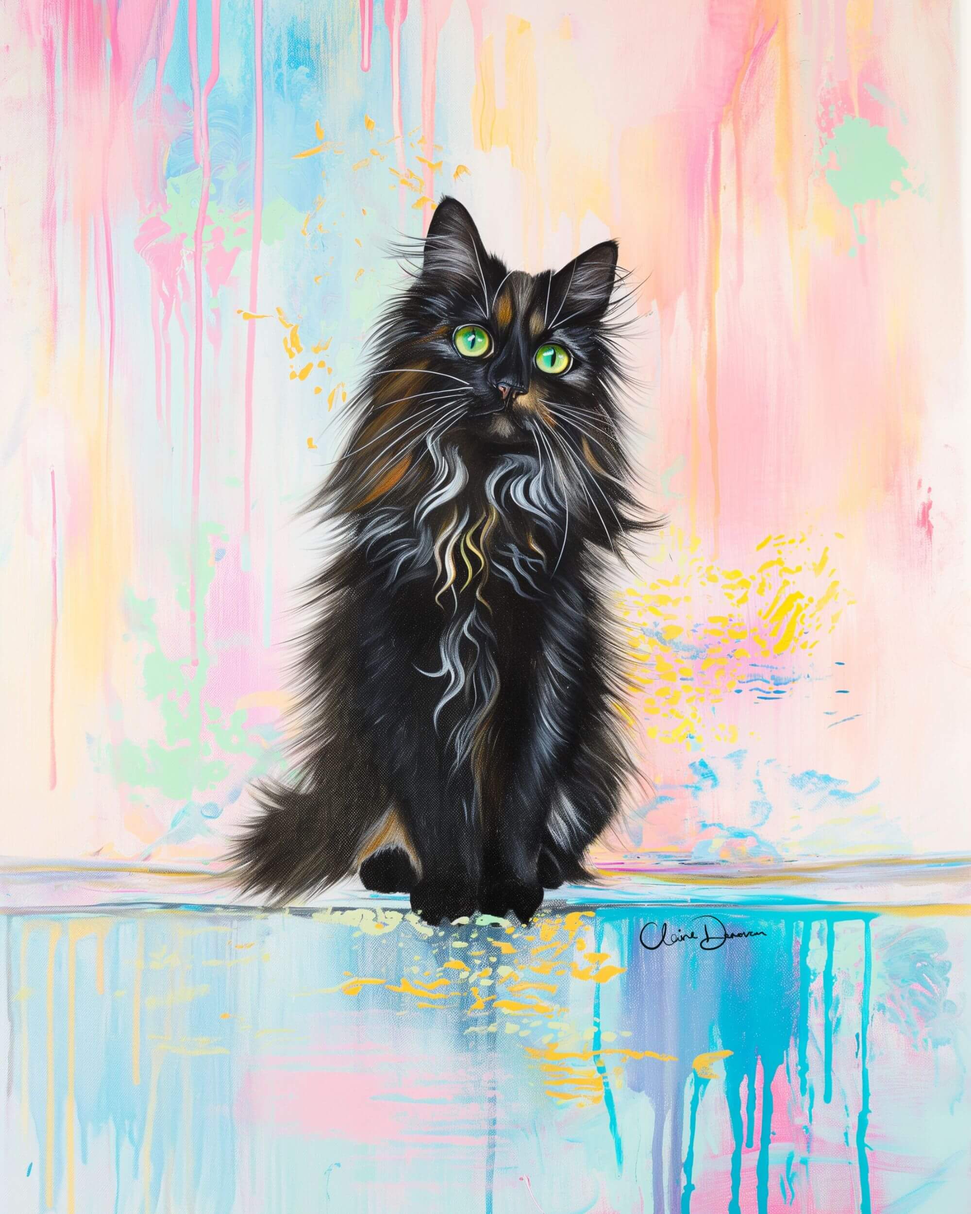 Storybook Bloom pet portrait with florals — Claire Donovan Art