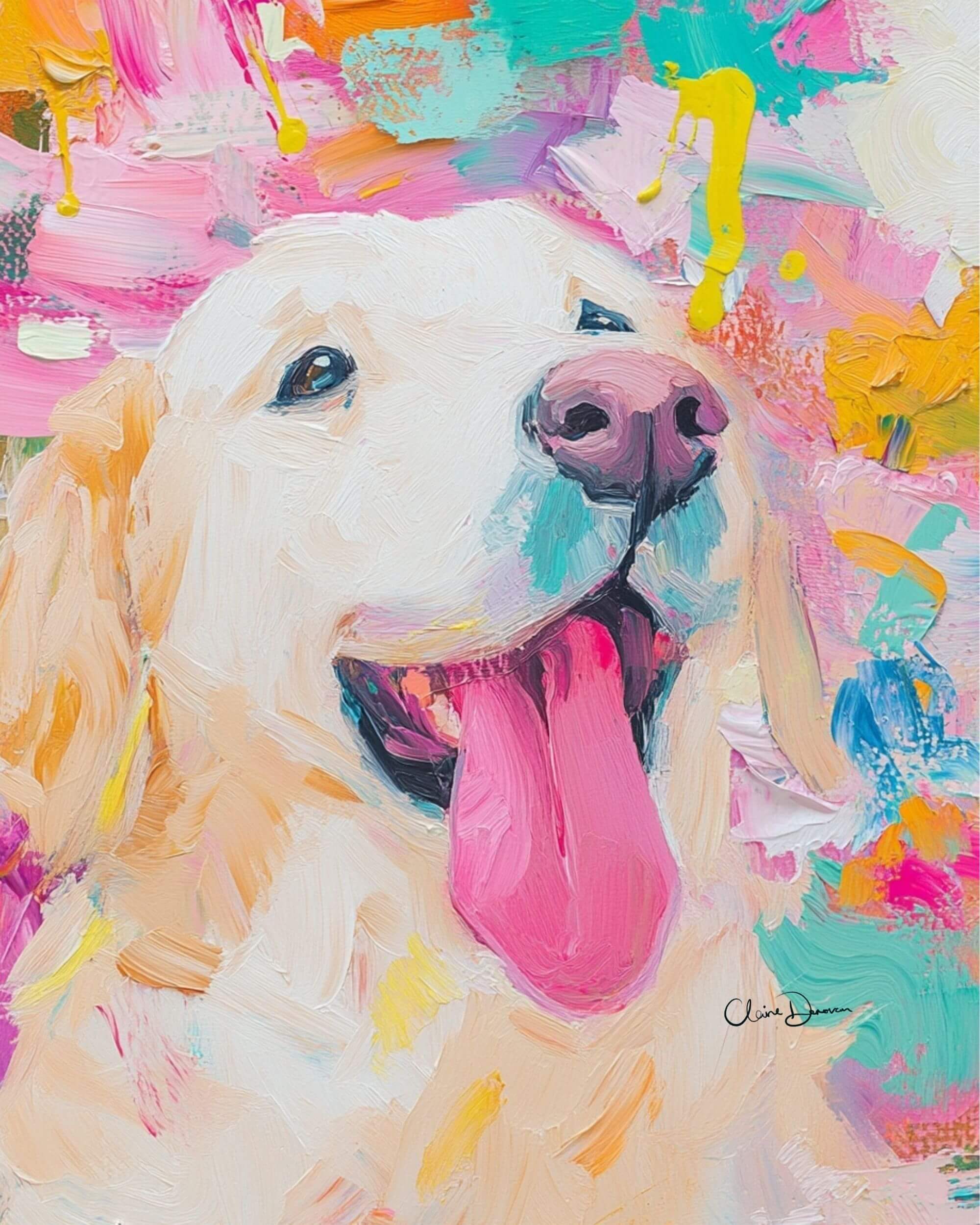 Whimsy Luxe digital pet portrait by Claire Donovan Art