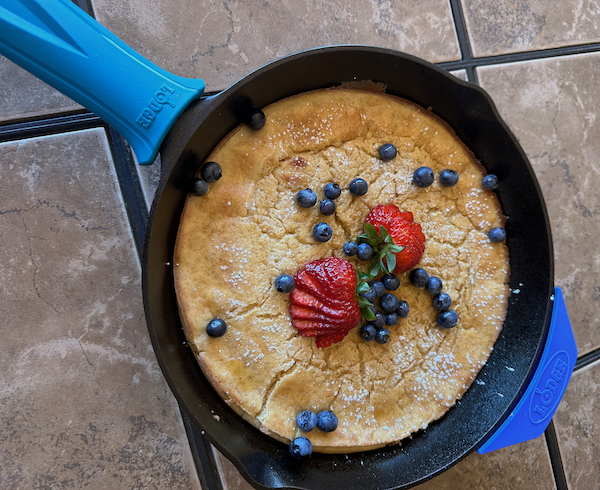 sourdough, sourdough living, Dutch Baby, pancake, fruit, maple syrup, brunch, breakfast sourdough, sourdough living, Dutch Baby, pancake, fruit, maple syrup, brunch, breakfast