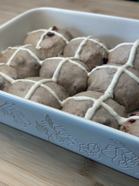 Sourdough Living, Hot Cross Buns, pre-baked Sourdough Living, Hot Cross Buns, pre-baked