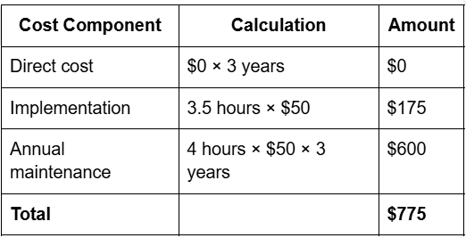 Three-Year TCO Calculation: