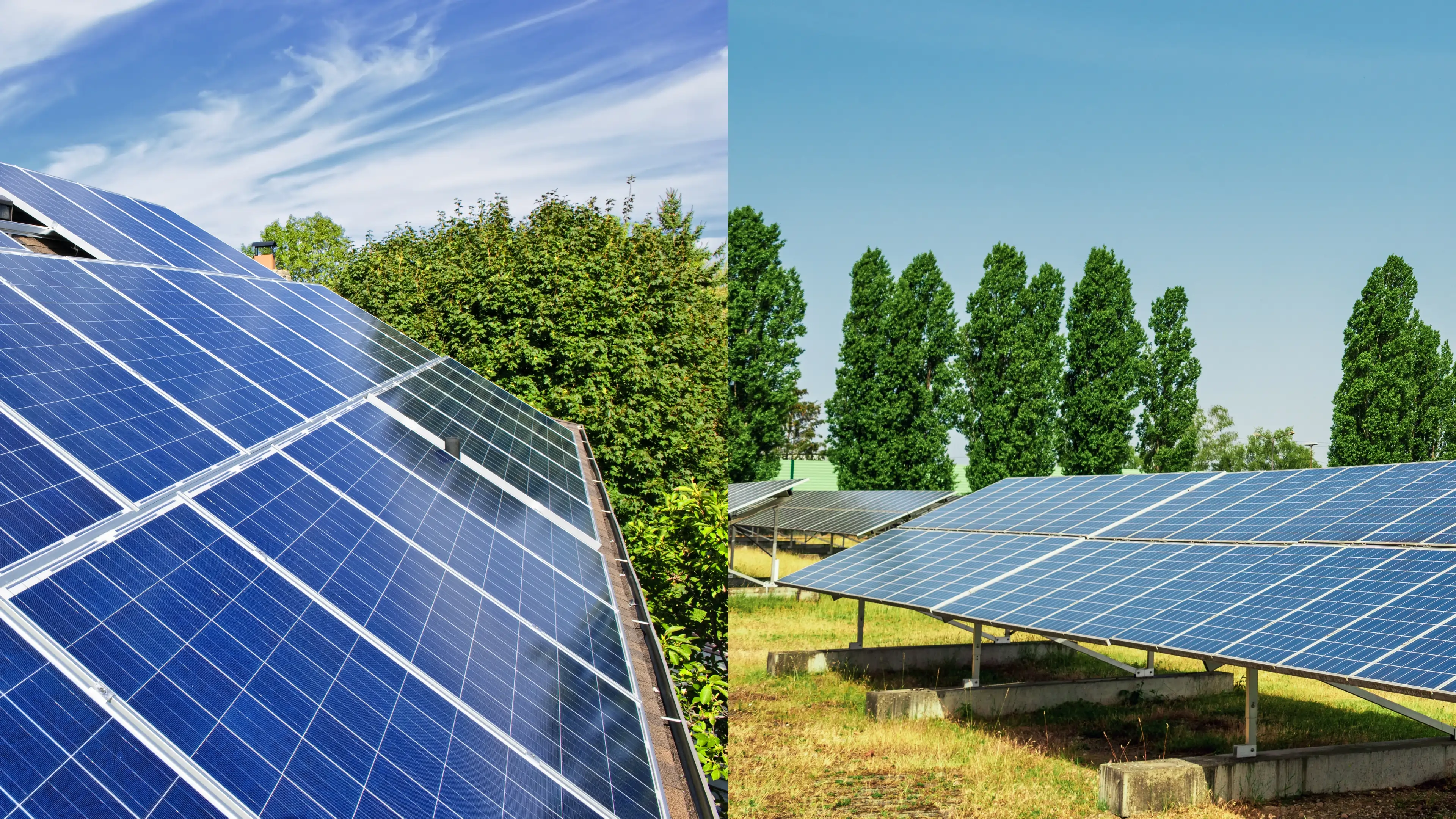 Comparison between roof-mounted and ground-mounted solar panels in Manchester.