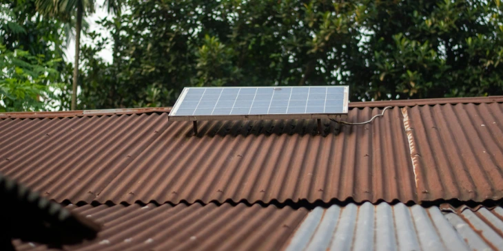 Interlocking Pantiles with a solar panel on it Interlocking Pantiles with a solar panel on it