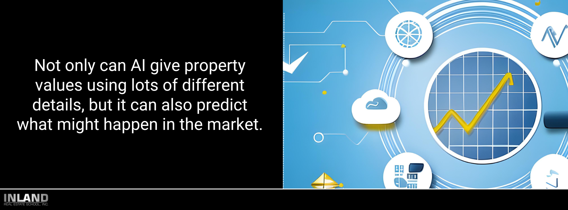 Illustrative concept showing artificial intelligence with symbols of data processing and analysis.