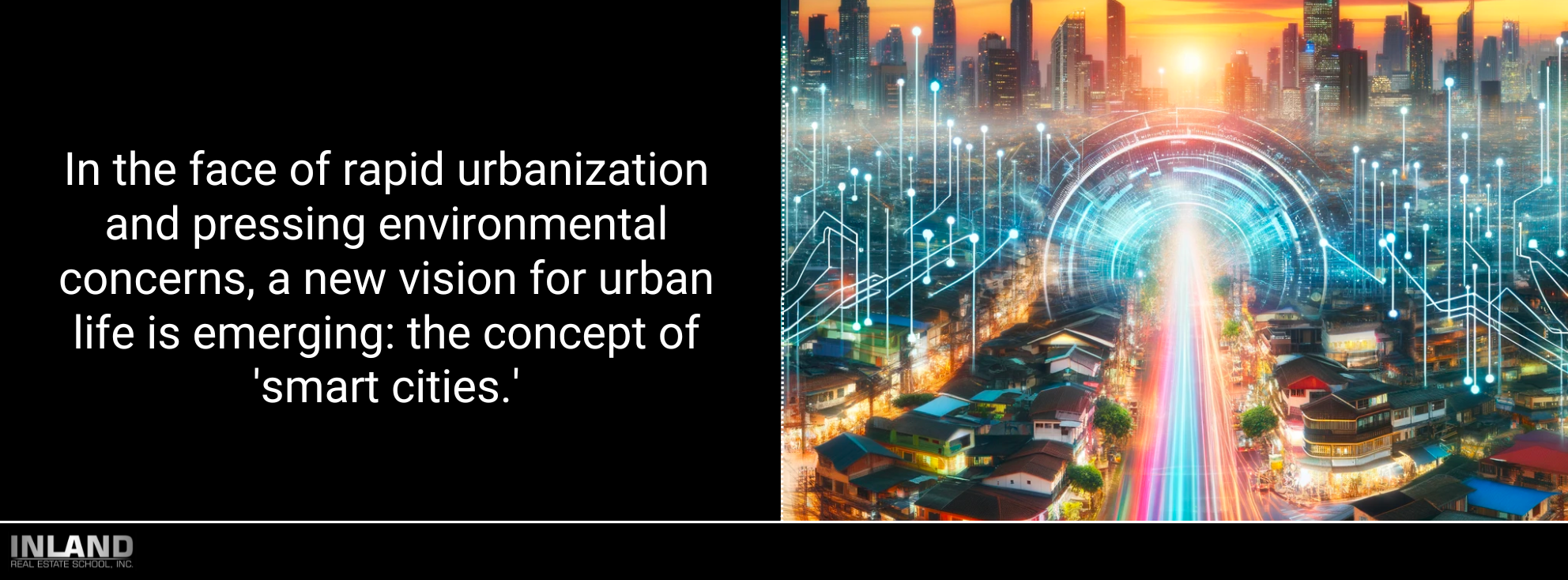Busy urban landscape transitioning into a digital cityscape, illustrating the concept of smart cities.