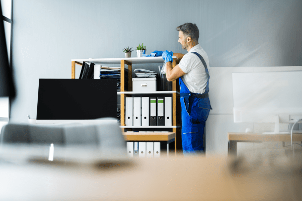 Spotless financial office with attention to detail.