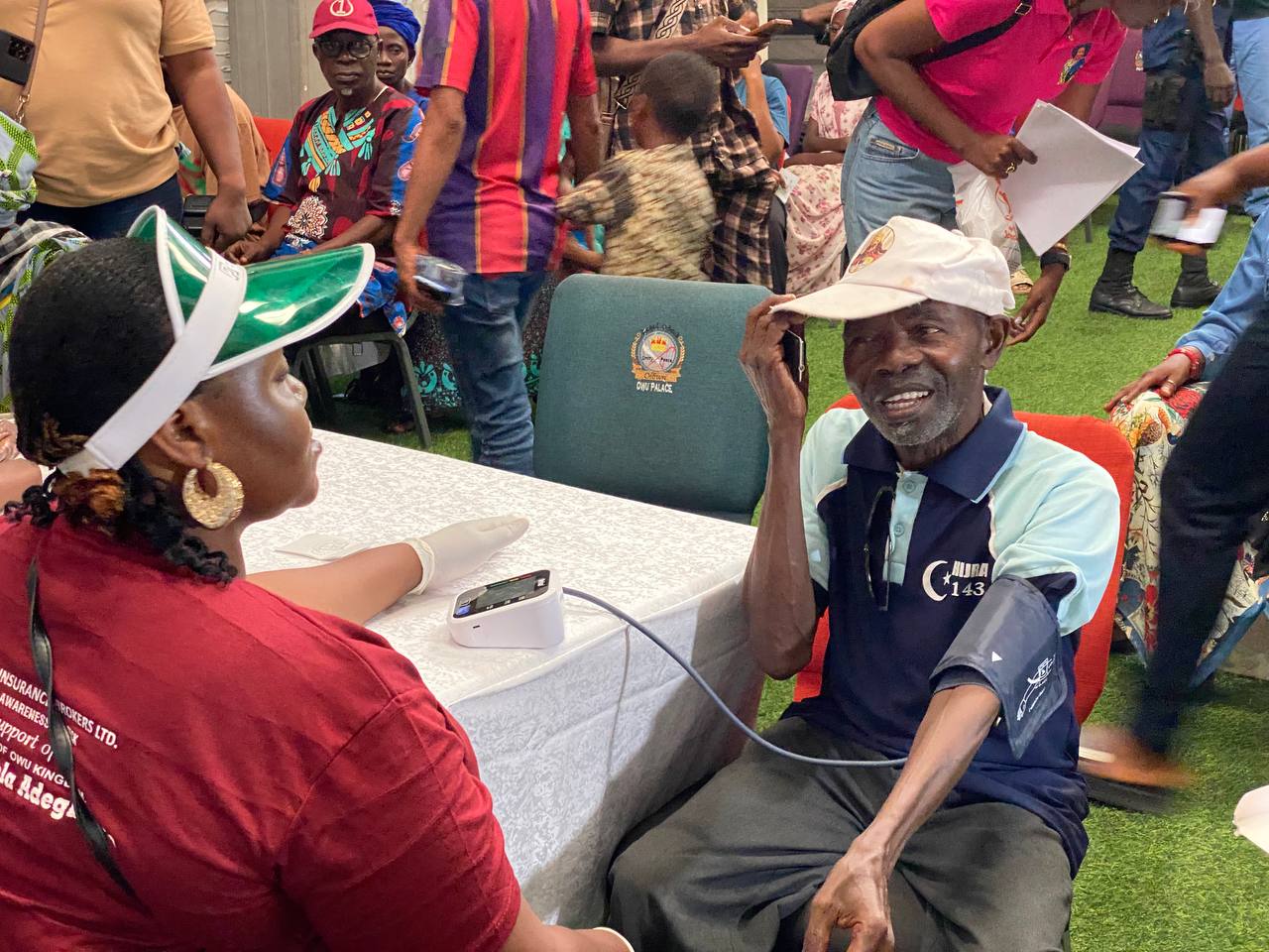 Blood pressure checkup for one of the beneficiaries Blood pressure checkup for one of the beneficiaries