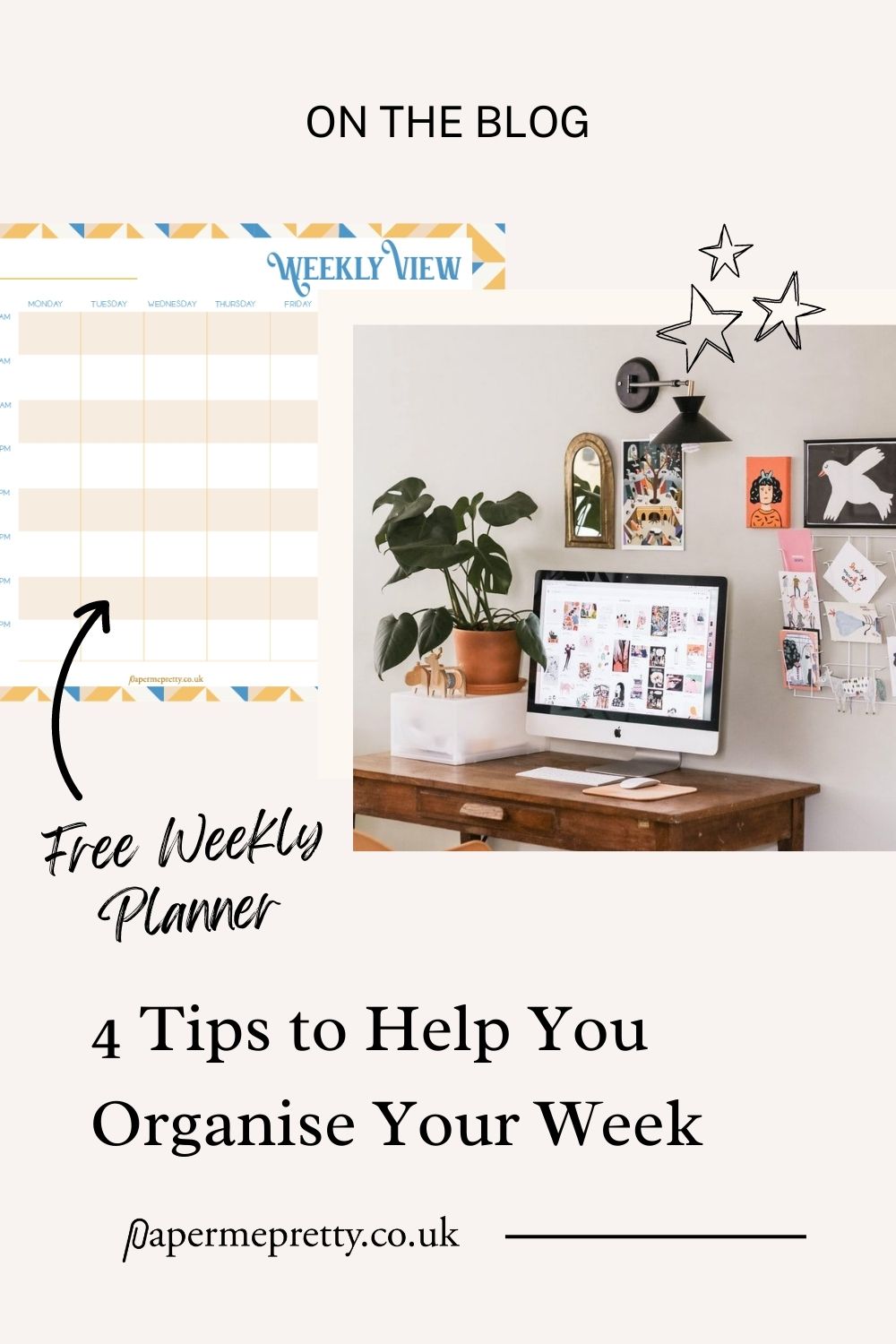 If you've ever reached Friday and wondered where on earth your week went, you'll be grateful for this post! Today, I'm breaking down four tips to help you organise your week and your schedule so that you'll have a calmer and more streamlined week. Plus, get our Weekly Planner FREE inside this post! #productivity #organisation #organized #timemanagement #stationery