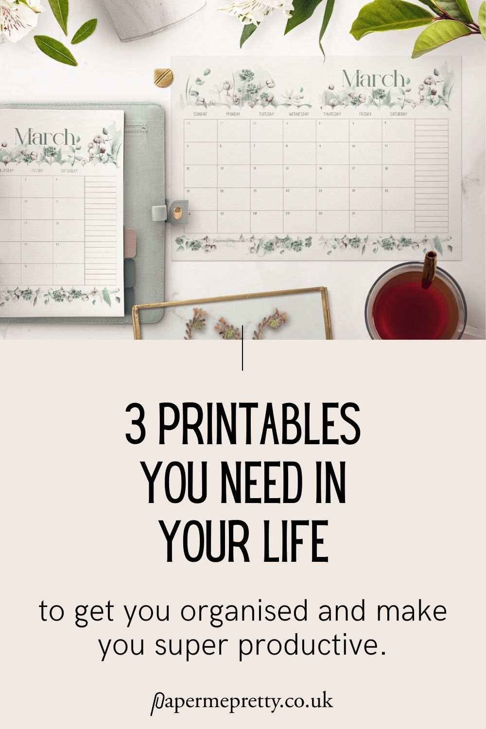 Organisation plays a huge part on how overwhelmed you feel. So having these three things in place can drastically reduce your stress and help you become not only more organised, but also more productive. Plus, get a FREE Monthly Calendar inside this post! #organization #organisation #productivity #timemanagement #stationery