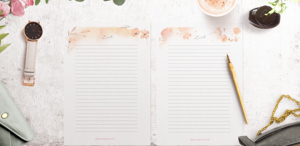 Beautiful list pages from Paper Me Pretty printable stationery club