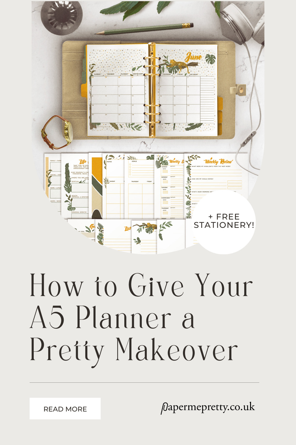 How to Give Your A5 Planner a Pretty Makeover. Say goodbye to boring planners! #A5Planner and #Filofax lovers, it's time to give your A5s a makeover with Paper Me Pretty. Get beautiful stationery each month with their monthly subscription. #Stationery #A5Rings