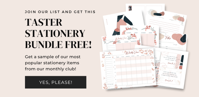 Get a mini digital stationery collection FREE and get a taste of the pretty items we release each month!