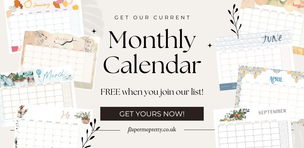 Get a beautifully illustrated calendar FREE from Paper Me Pretty!