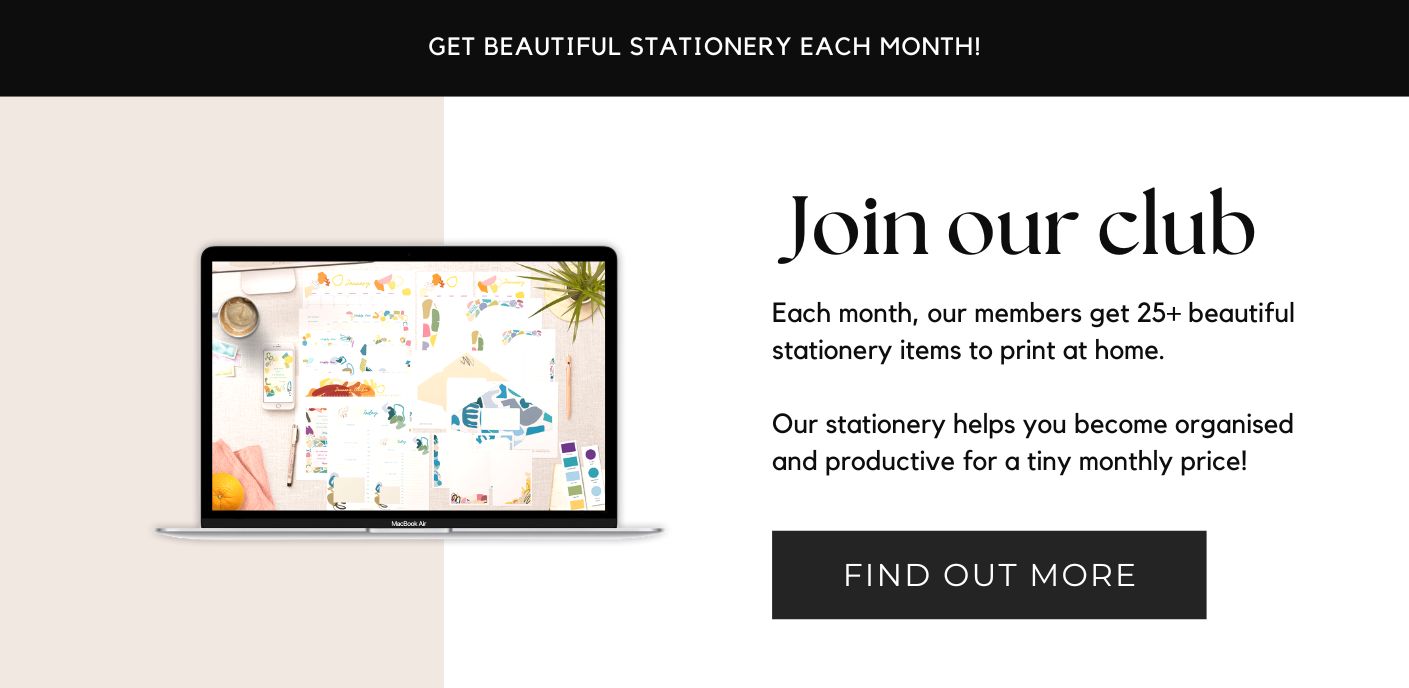 Get beautiful stationery each month inside our club. Join today!