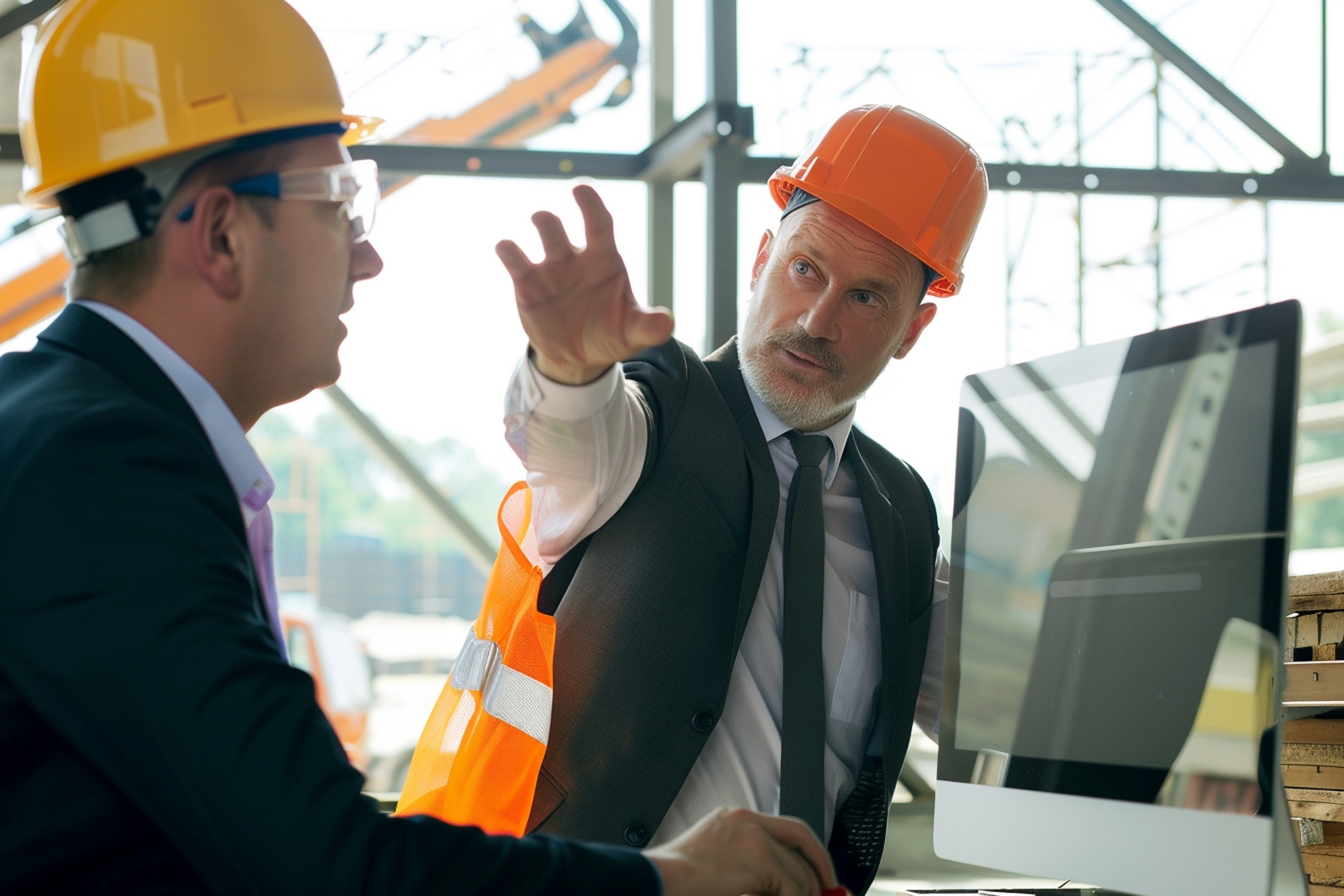 Operations coach mentoring a foreman on-site