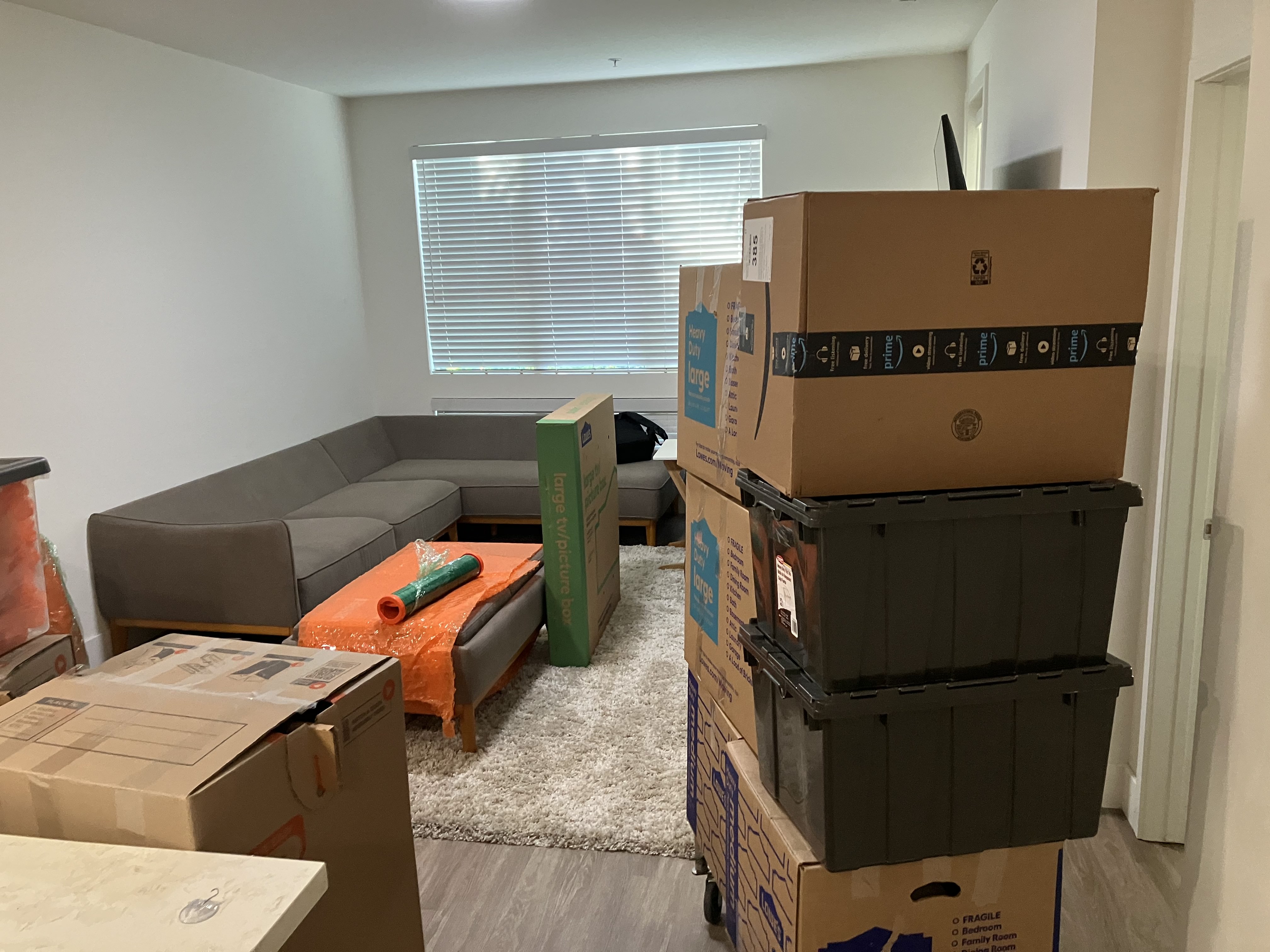 Wrapped furniture ready to move