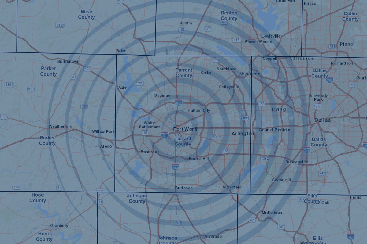 TX POSTS Service Coverage Map - Tarrant County and surrounding areas