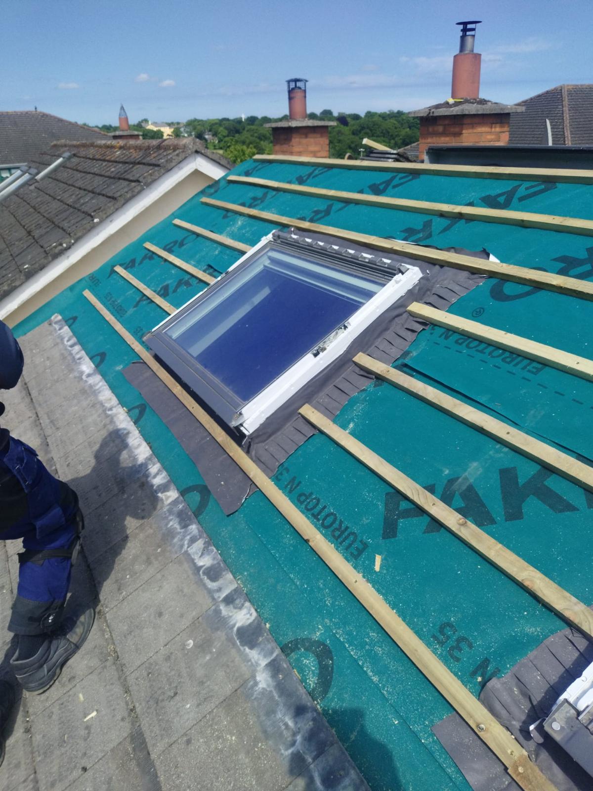 Roof restoration in Dalkey, Dublin with new weatherproof underlay and timber battens professionally fitted by Dublin Roof Specialists Roof restoration in Dalkey, Dublin with new weatherproof underlay and timber battens professionally fitted by Dublin Roof Specialists