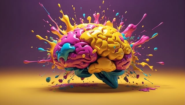 AI generated image of a colorful brain