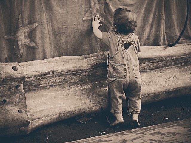 image of a toddler boy in overalls