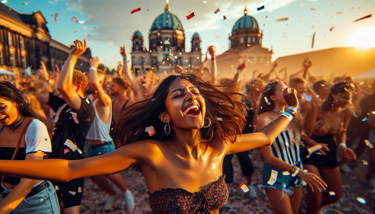 AI image of a crowd celebrating