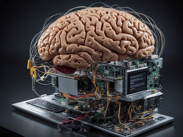 image of a brain hooked up to a laptop
