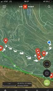 screen shot from a cell phone with the onx map app