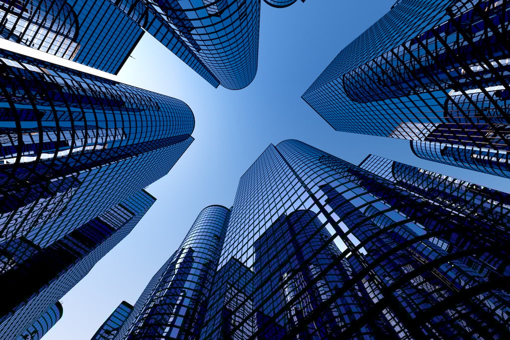 looming skyscrapers