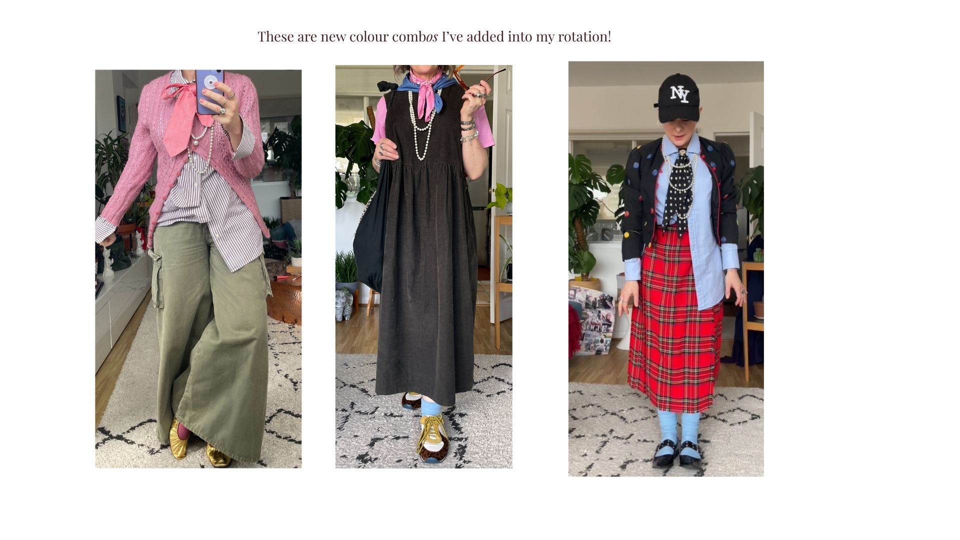 Outfits in fun colour combinations