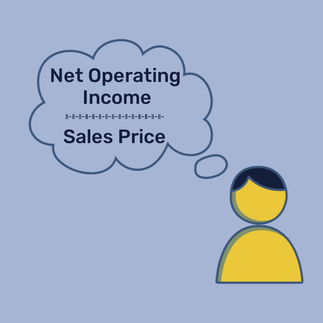 Person thinking about Net Operating Income divided by Sales Price