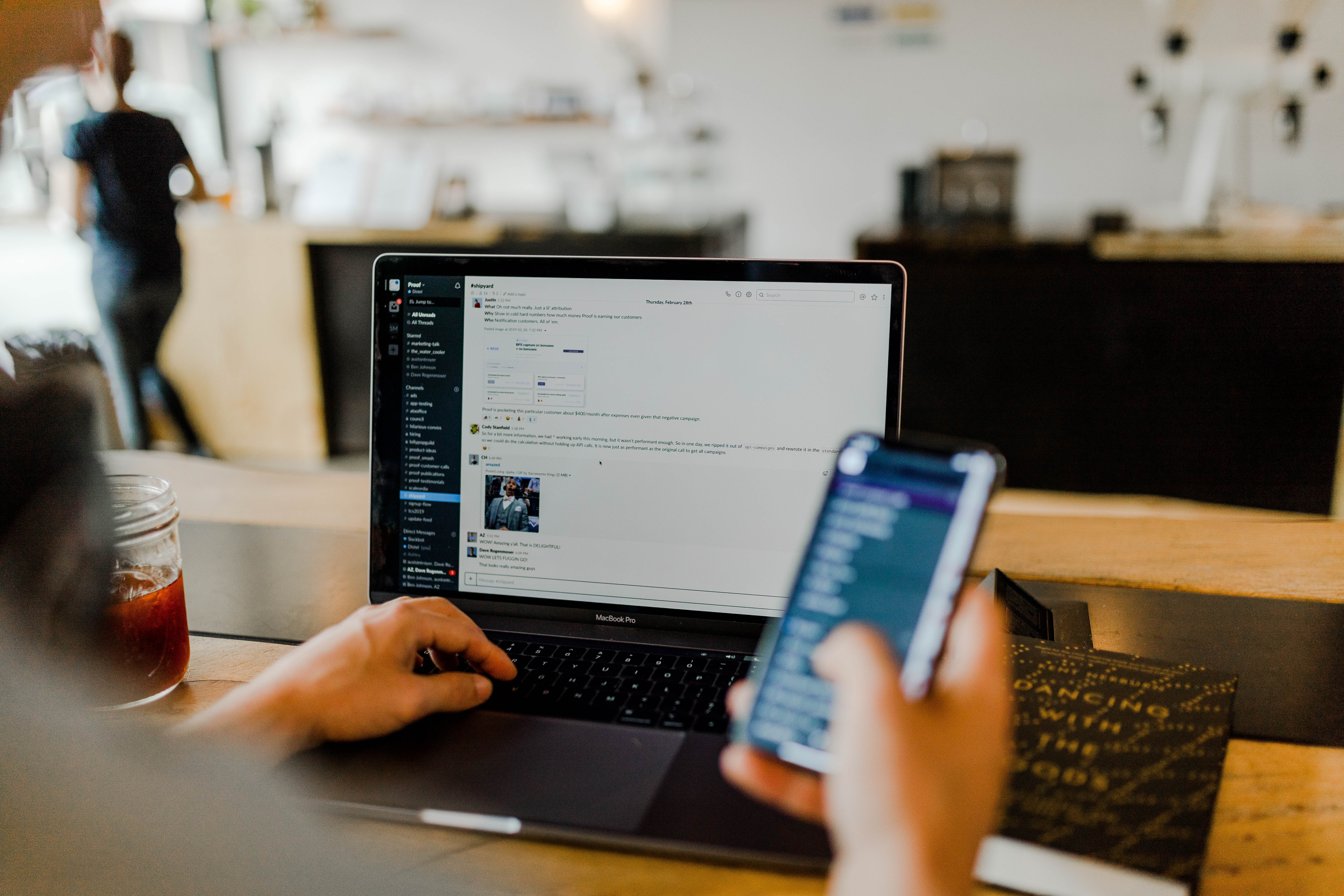 Messaging on Laptop and Phone Messaging on Laptop and Phone