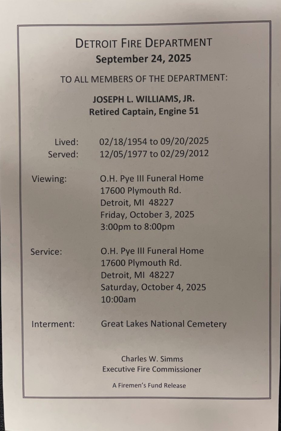 Williams Jr info