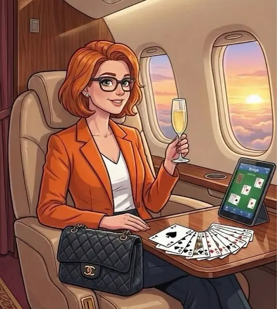 Luxury Bridge Player on Private Jet