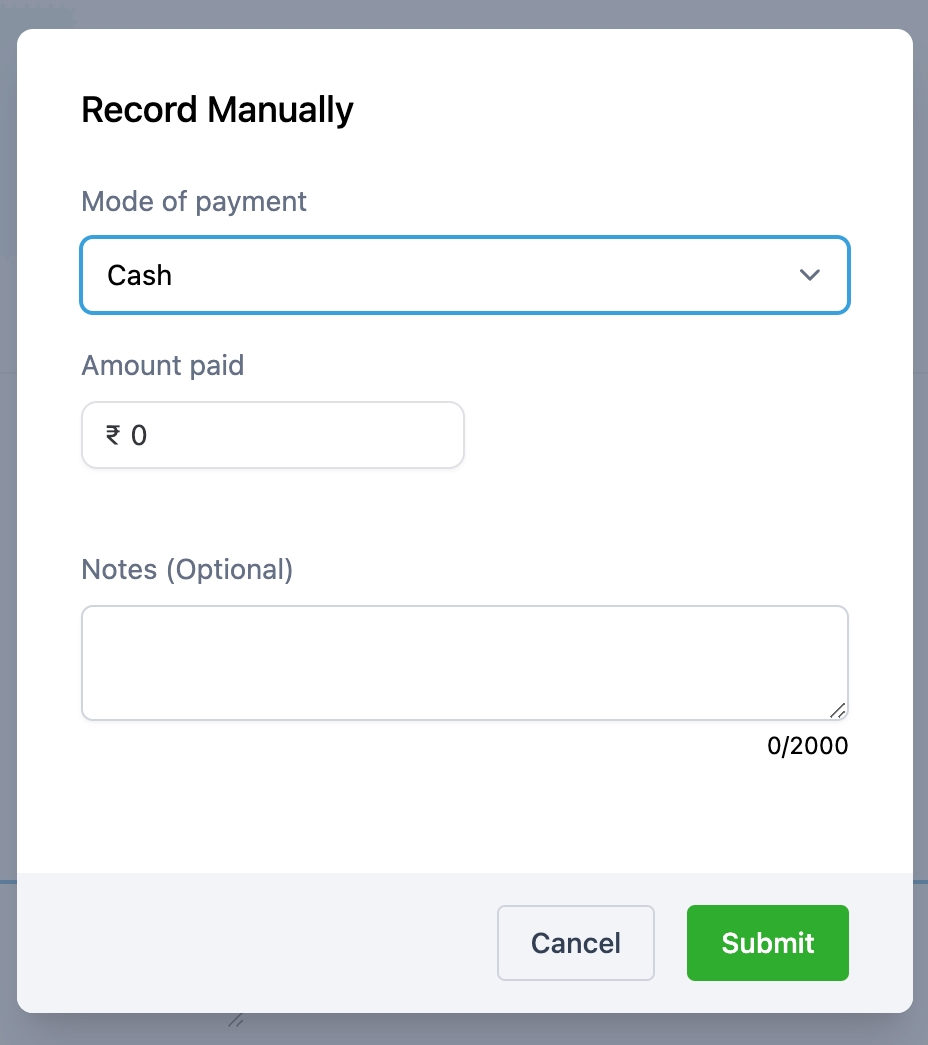 Manually registering a zero priced invoice Manually registering a zero priced invoice