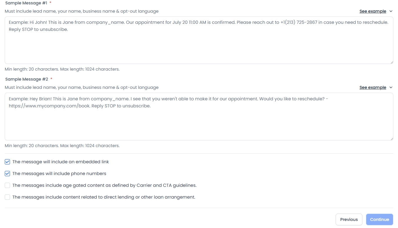Campaign Details when registering A2P 10DLC compliance