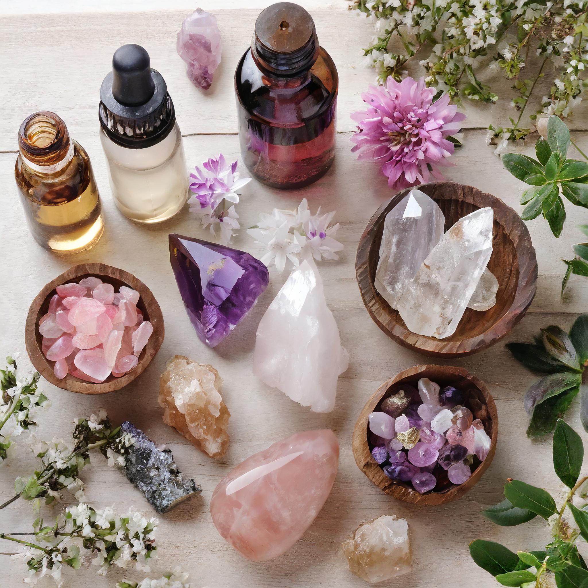 essential oils and crystals