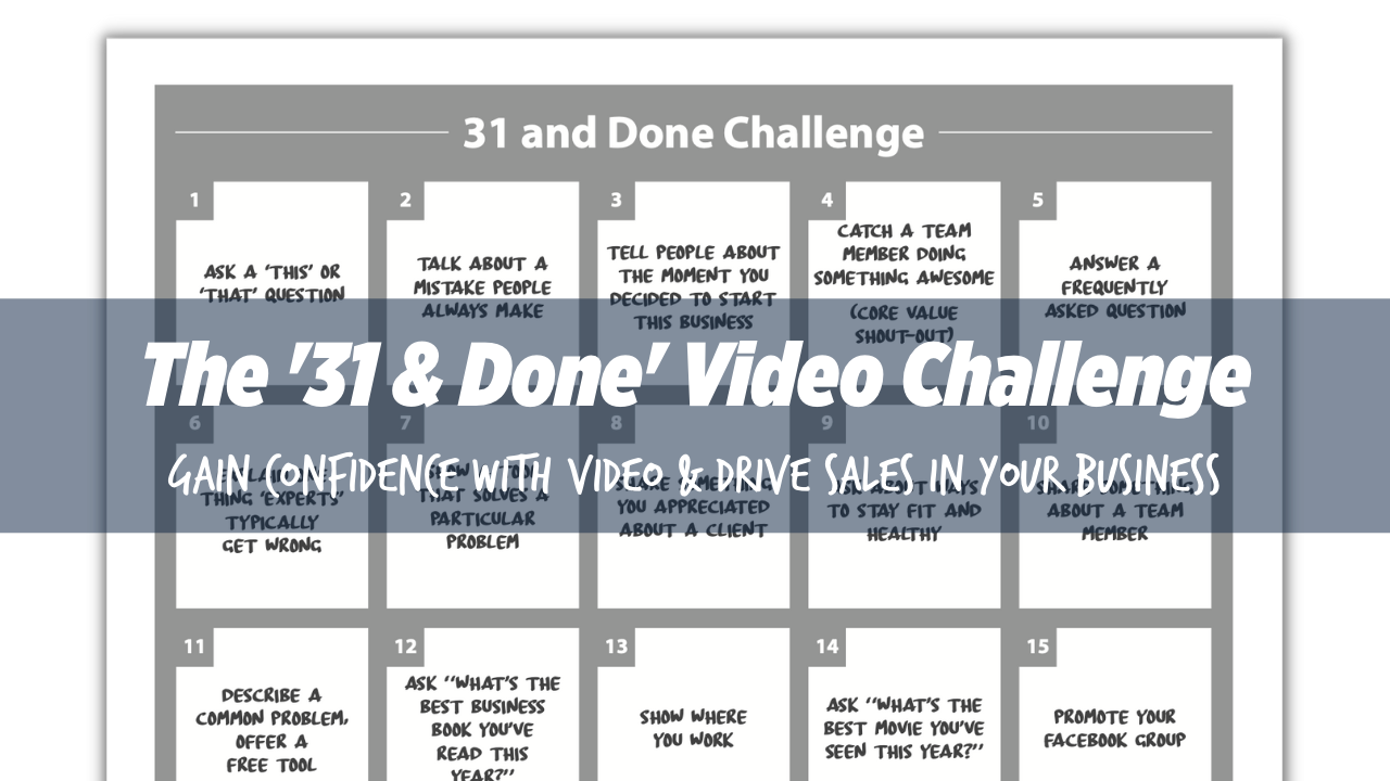 A worksheet and "31 & Done" video challenge on front