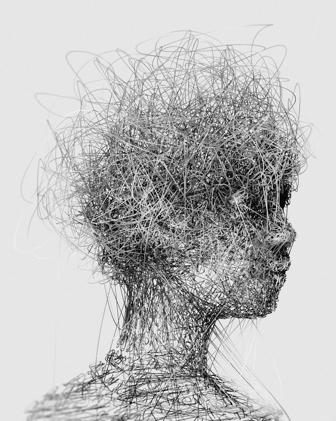 friendly face with brain nodes floating above friendly face with brain nodes floating above
