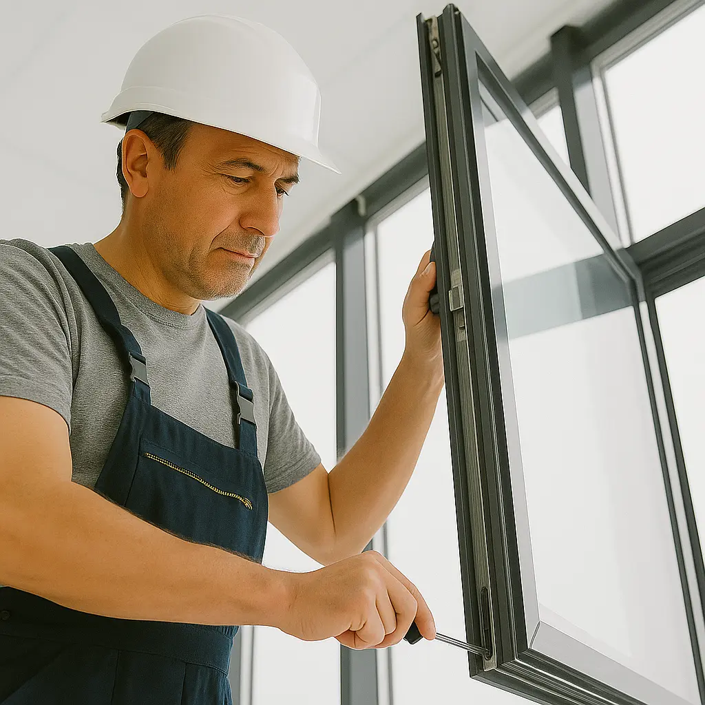 Vitrier intervenant sur une vitre cassée à Tours