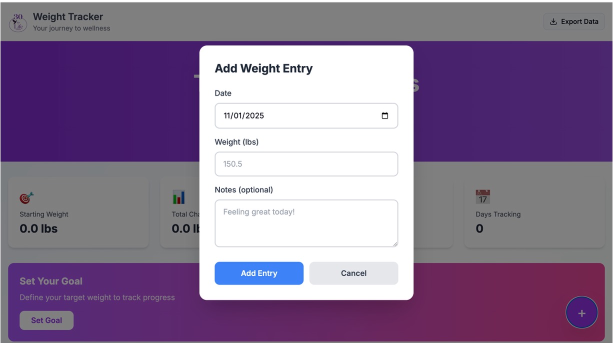 weight tracker entry form weight tracker entry form