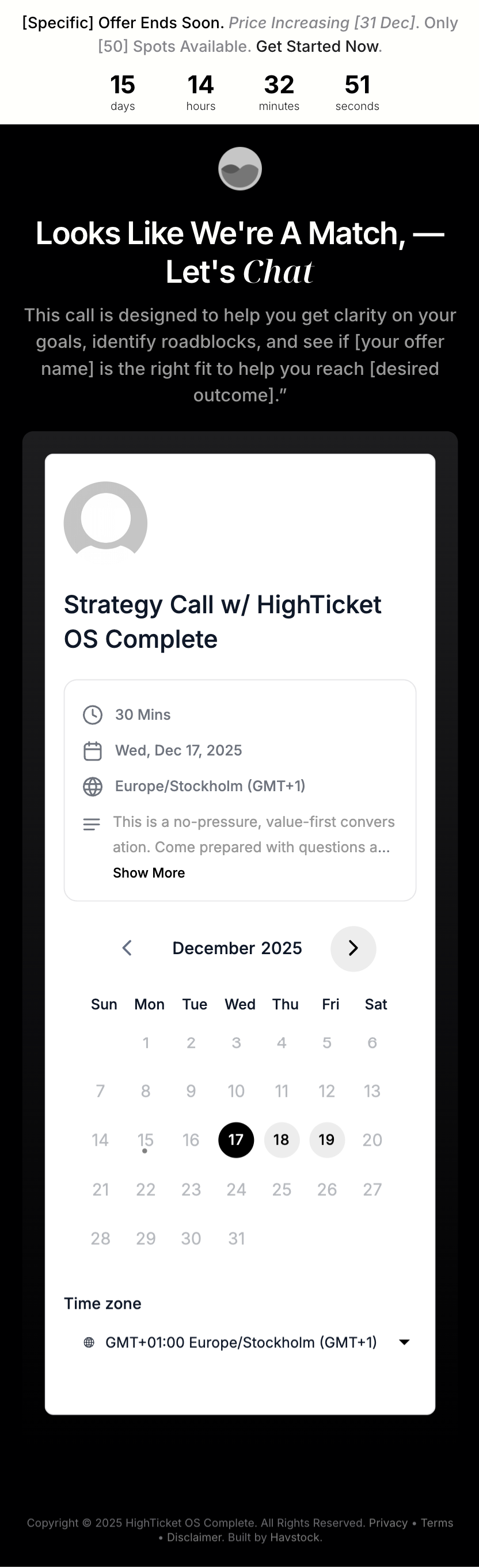 Calendar page preview
