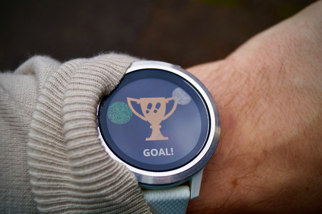Fitness tracker showing achievement goal, symbolizing motivation and self-awareness. Fitness tracker showing achievement goal, symbolizing motivation and self-awareness.