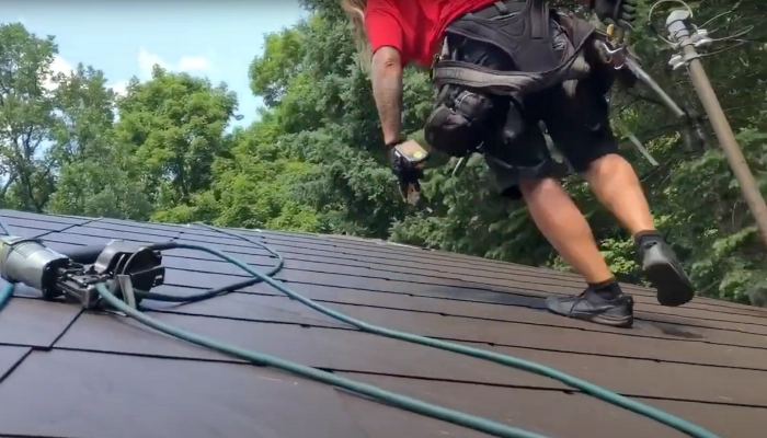 roofing school walking on shingles on the roof