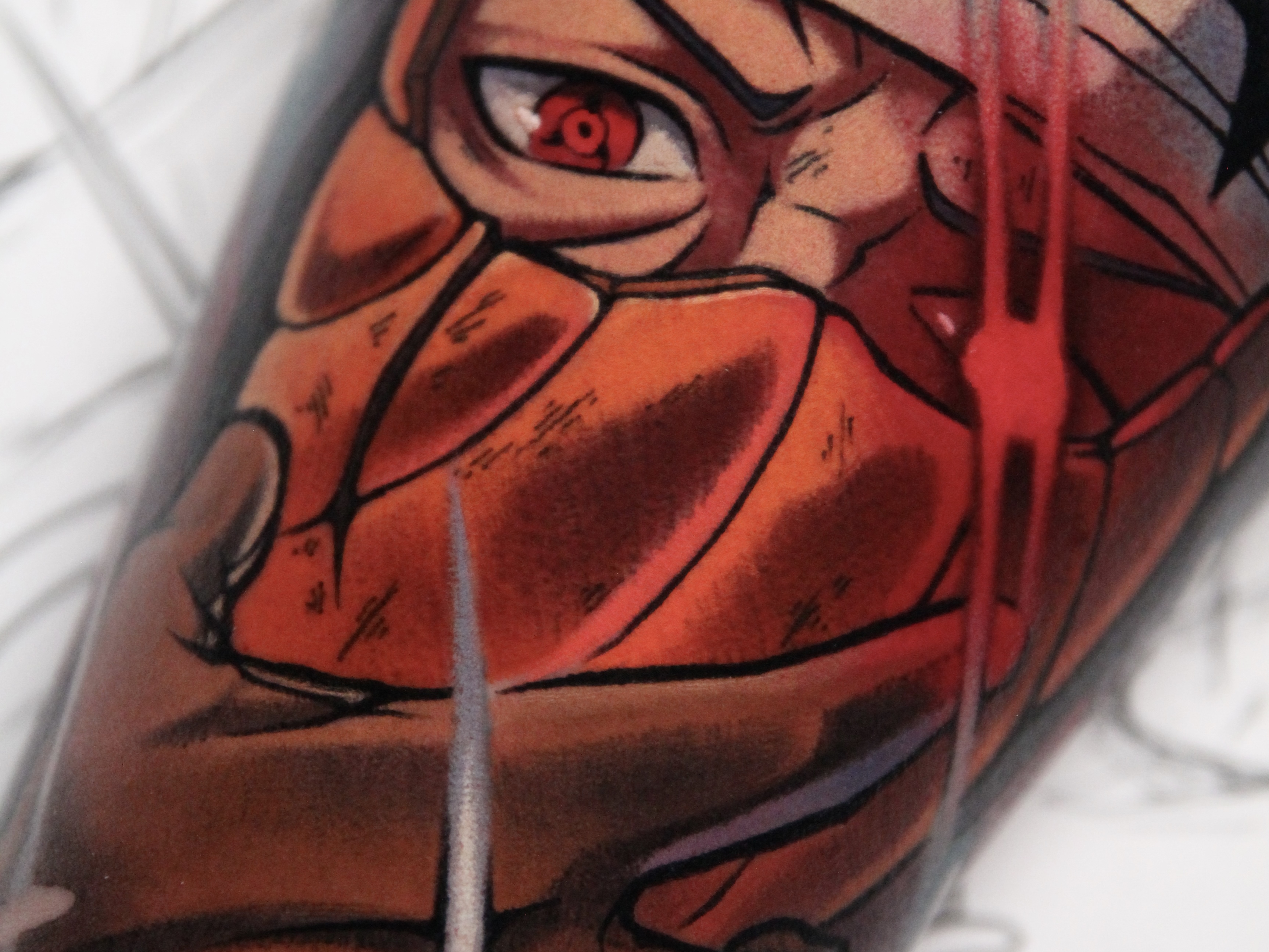 A detailed Naruto tattoo of Obito Uchiha wearing his broken mask, featuring bold shading, intricate colorwork, and intense contrast that captures his tragic reveal beautifully—perfect for anime tattoo enthusiasts seeking a powerful, symbolic design. A detailed Naruto tattoo of Obito Uchiha wearing his broken mask, featuring bold shading, intricate colorwork, and intense contrast that captures his tragic reveal beautifully—perfect for anime tattoo enthusiasts seeking a powerful, symbolic design.