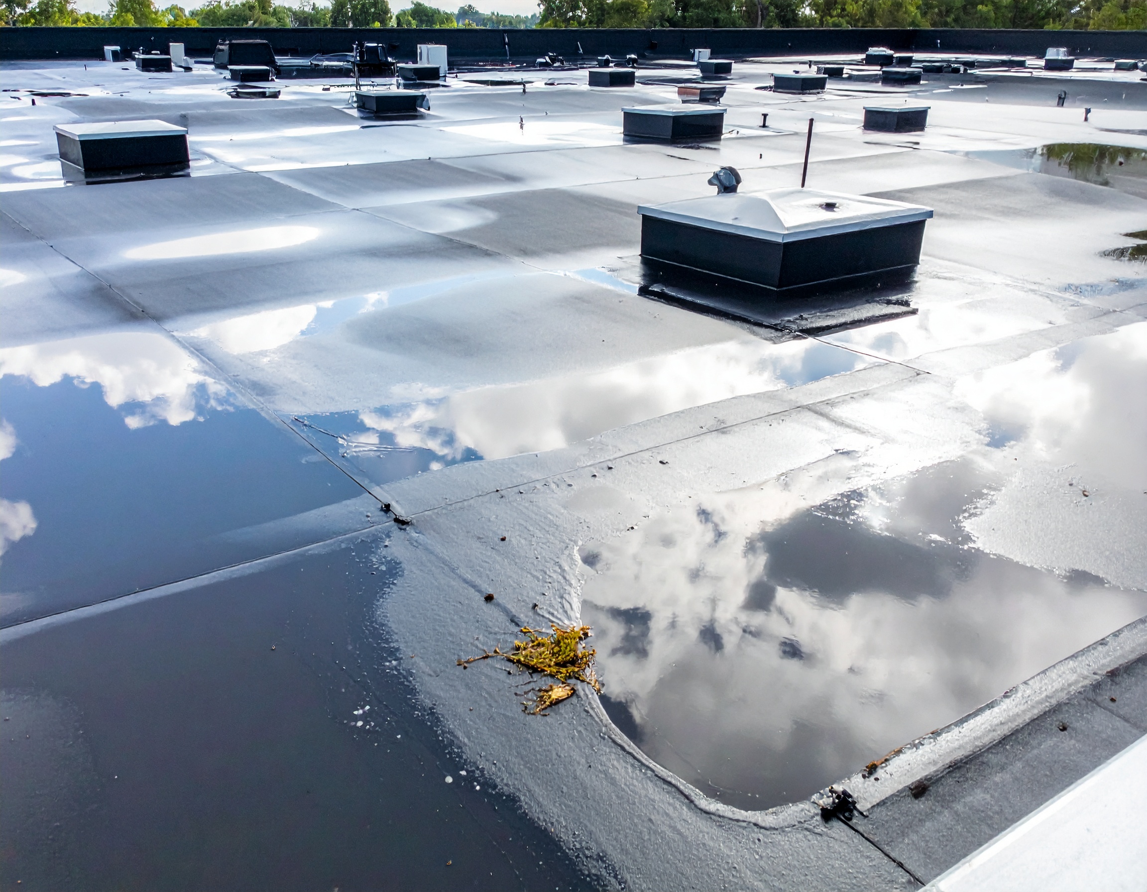 Ponding water on EPDM