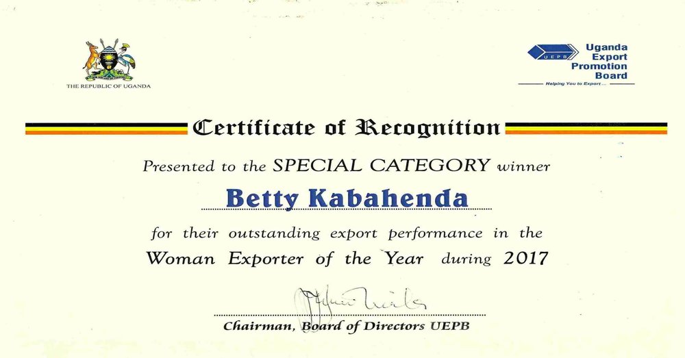 2017–2018 Qatar Airways Cargo Certificate of Appreciation to Icemark Africa Ltd for excellence in Uganda horticulture export services