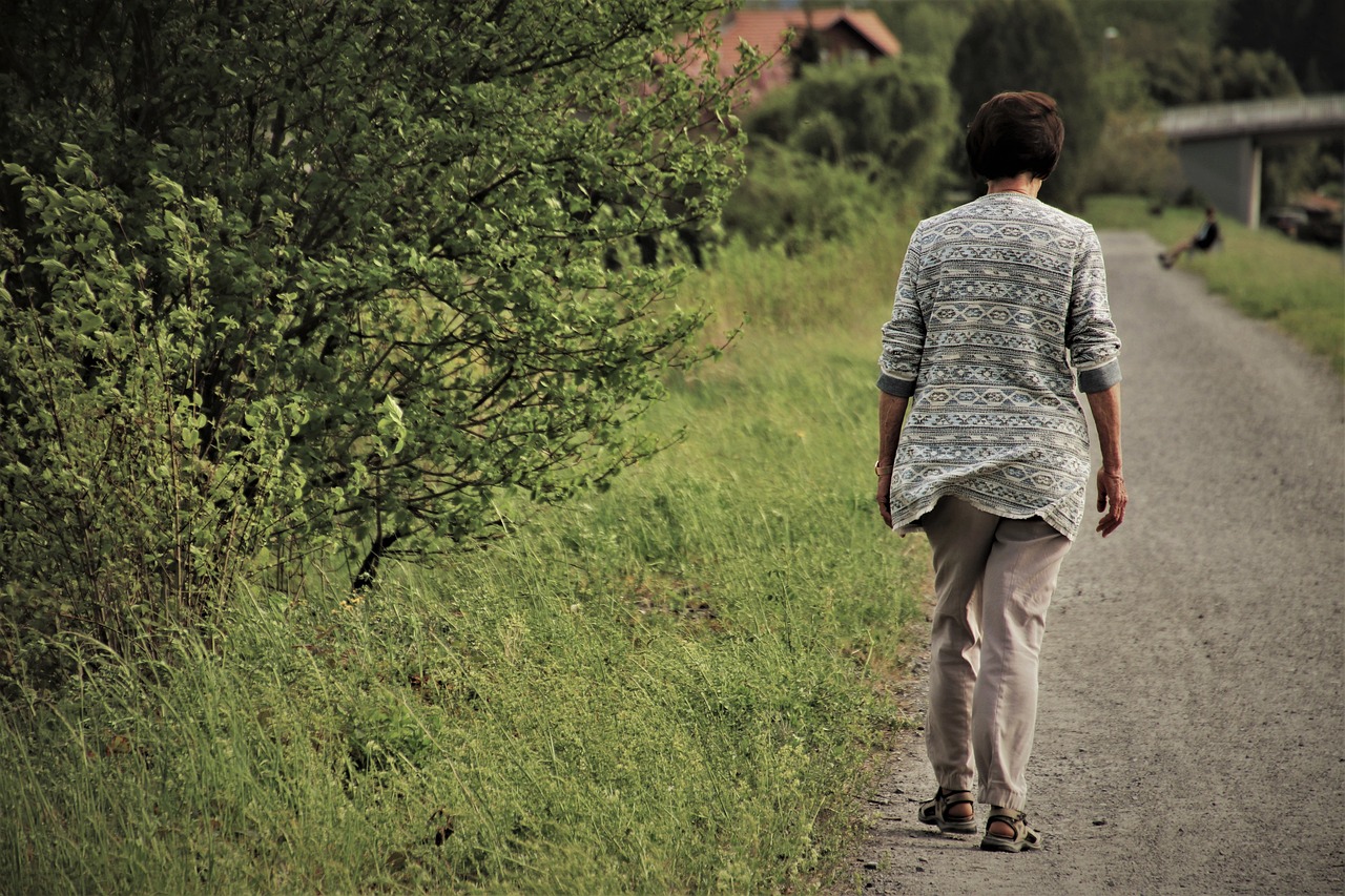 Walking alone meditating