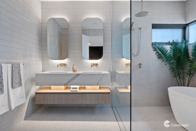 Modern bathroom in new family home in Maroubra NSW australia. 