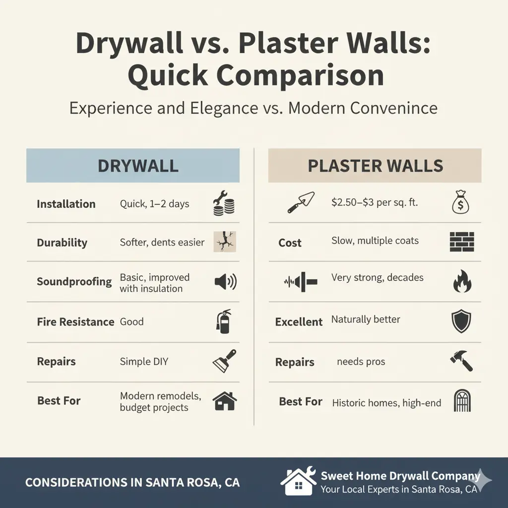 Drywall vs. Plaster Walls Quick Comparison Drywall vs. Plaster Walls Quick Comparison
